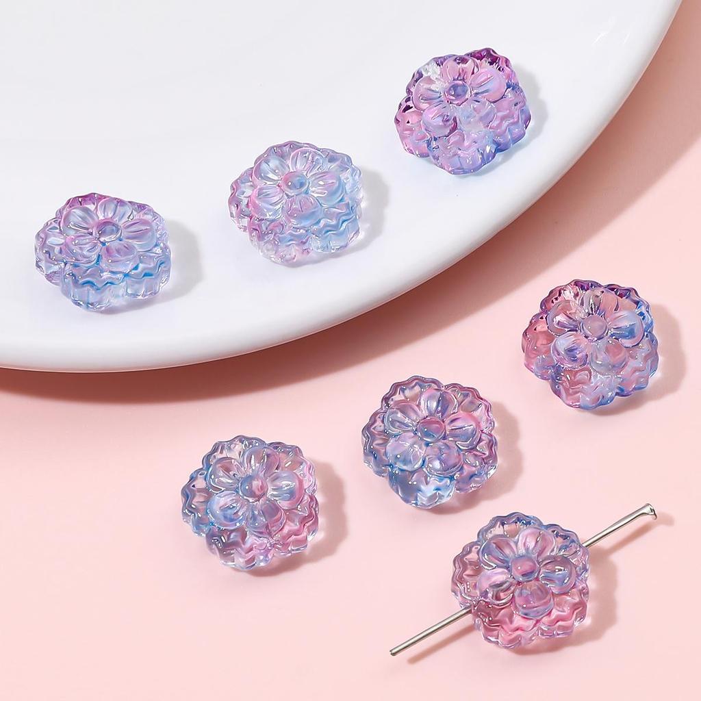 Multi-colored Twin Flower Shaped Glass Beads 15mm 10pcs For Jewerlry Making DIY Bracelet Necklace