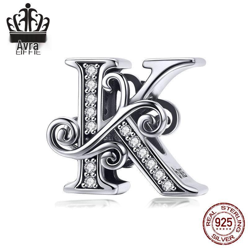 Avle 925 Sterling Silver English Letter Beaded Bracelet Beads