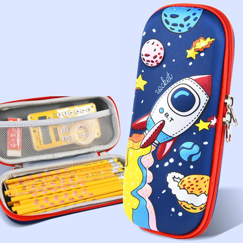 

Детский пенал на молнии, милый мультяшный динозавр, космонавт, двухсторонний, для канцелярских принадлежностей, сумка для ручек, органайзер для канцелярских принадлежностей