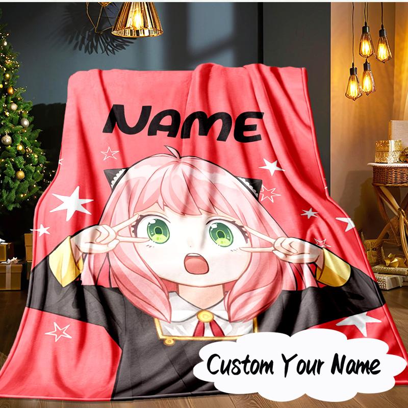 Custom Name Anya Sweet Fan Family Blanket Ideal Bedding Blanket Perfect for Travel, Camping, Living Rooms, Offices, Sofas, Fan Christmas Gift
