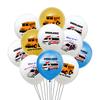 12 Inch Glitter Balloon Cartoon Print Police Car, School Bus, Ambulance Latex Balloon Safety Knowledge Party Decoration