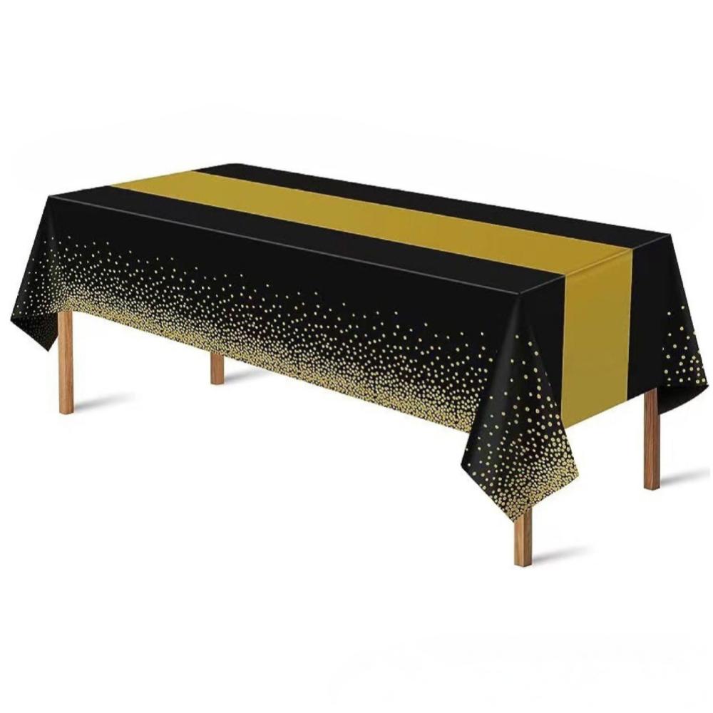 Gold Polka Dots Confetti Plastic Tablecloths Disposable Table Covers Thanksgiving Table Cloths for Picnic Birthday Wedding Party