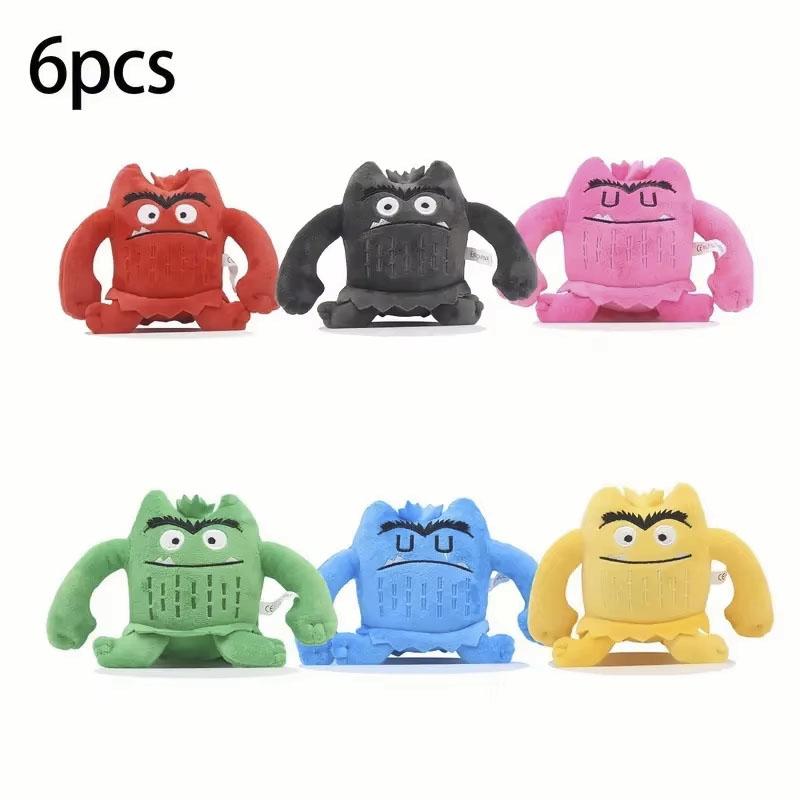 6pcs Cute Six Color Monster Plush Toys My Emotional Little Monster Cartoon Doll, Colorful Cute Emotion Monster for kids Gifts