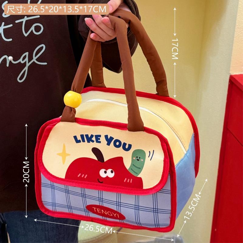 Urocza Kreskówkowa Termiczna Torba na Lunch Wielokrotnego Użytku Wewnętrzna Wyściółka z Folii Aluminiowej Utrzymująca Ciepło Duża dla Dzieci Uczniów Przechowywanie Jedzenia do Szkoły