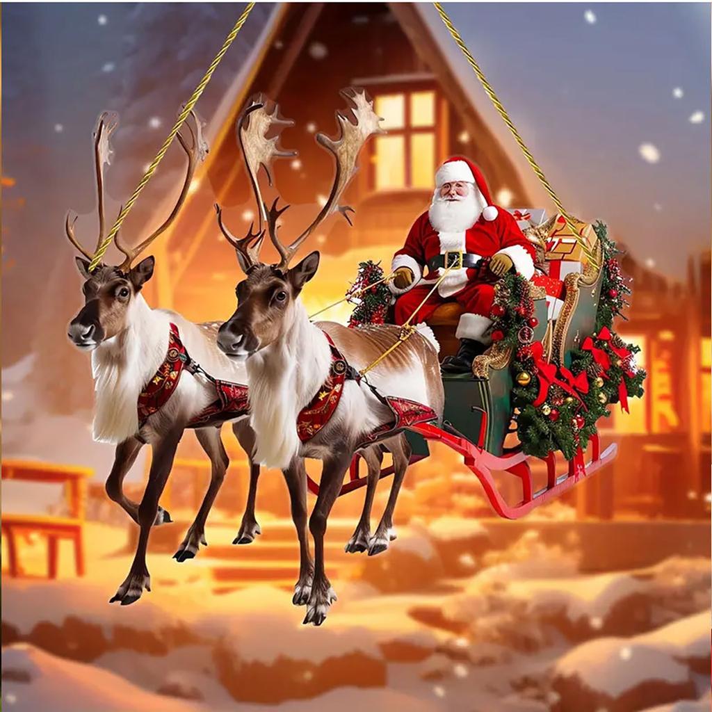 Christmas Decorations Acrylic Santa Reindeer Pendant Window Hangings Decorate Arts And Crafts Crystal Ornament Fast Shipping