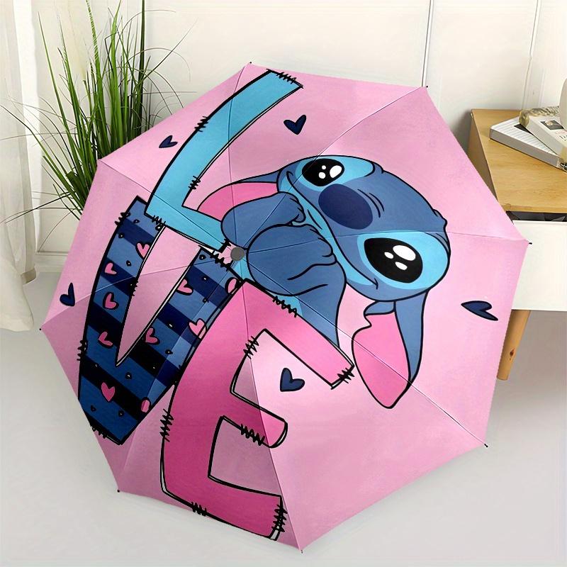 

Stitch Love Automatic Opening and Closing Umbrella 8 Ribs Windproof Portable Folding Umbrella with Plastic Handle, Suitable for Casual and