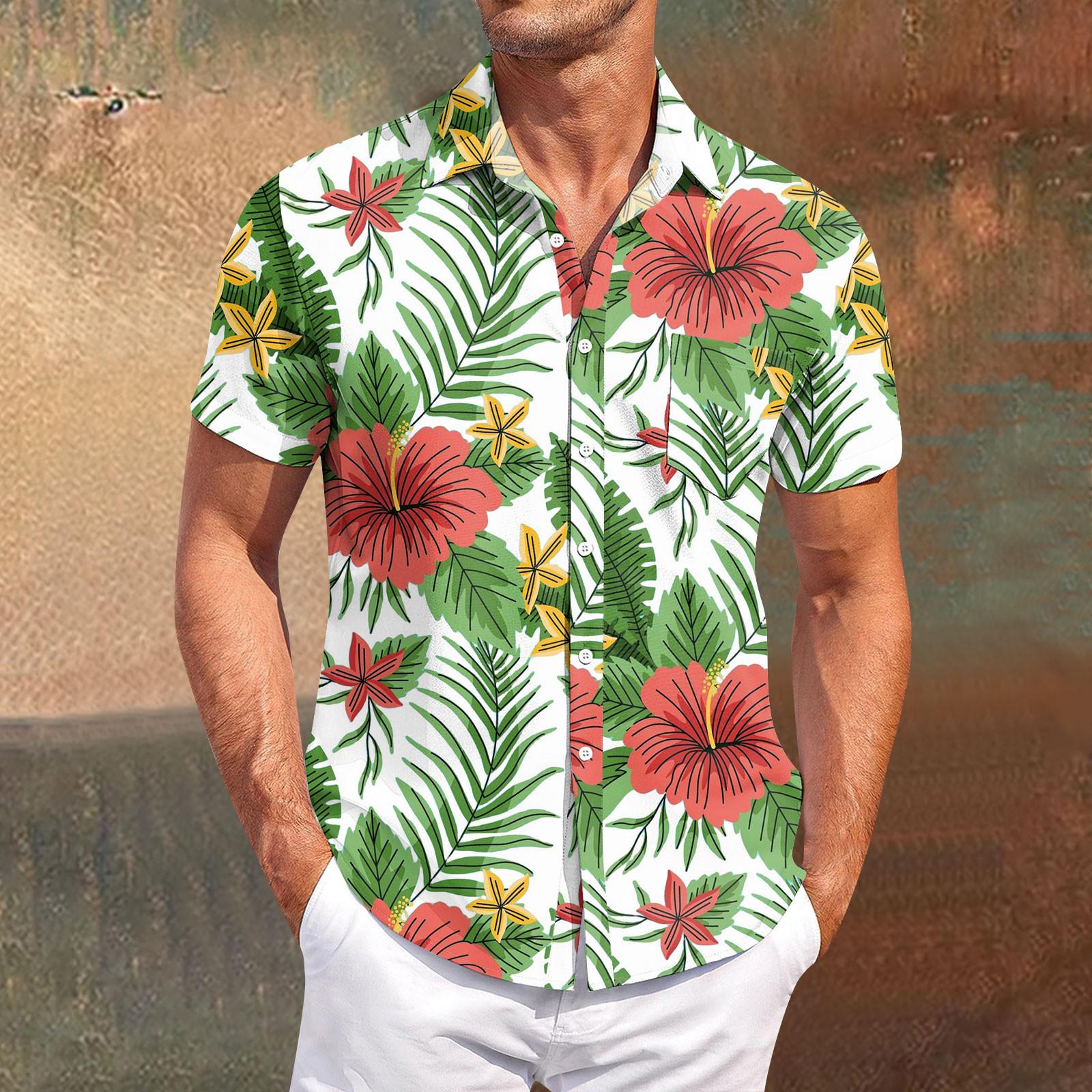 

Мужские винтажные рубашки для боулинга на пуговицах с коротким рукавом, летняя пляжная рубашка XL зелёный