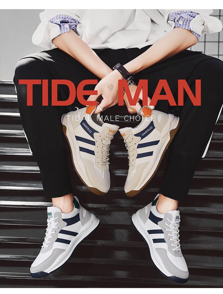 Four Seasons Men's Lace-up Mid-cut Running Shoes - Korean Style Youth Casual Sports Sneakers