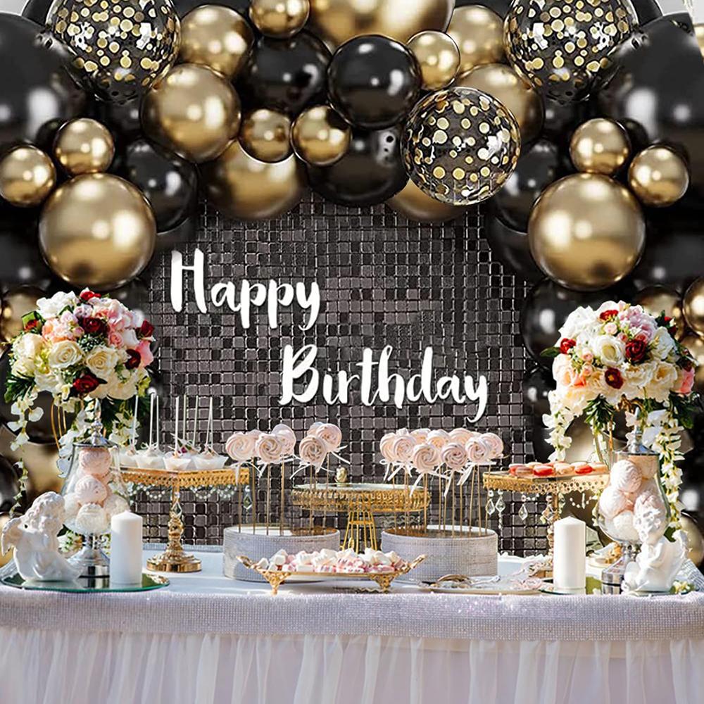 Black Gold Balloon Arch Kit Metal Gold Confetti Balloons Garland Wedding Bridal Shower Birthday Party New Year 2026 Decoration