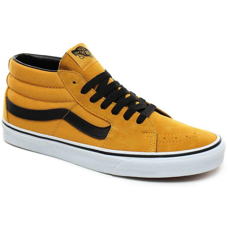 Vans Sk8 Mid Top Skate Shoes Unisex Sneakers Black Yellow VN0A3WM3VYJ