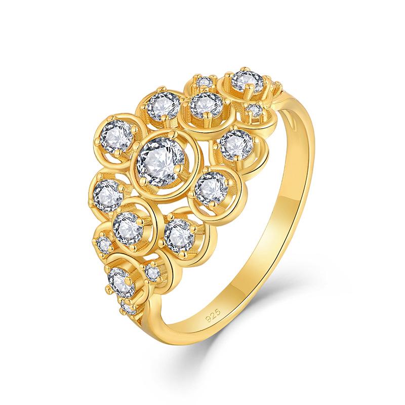 French Retro Zircon Inlaid S925 Sterling Silver Statement Ring for Index Finger