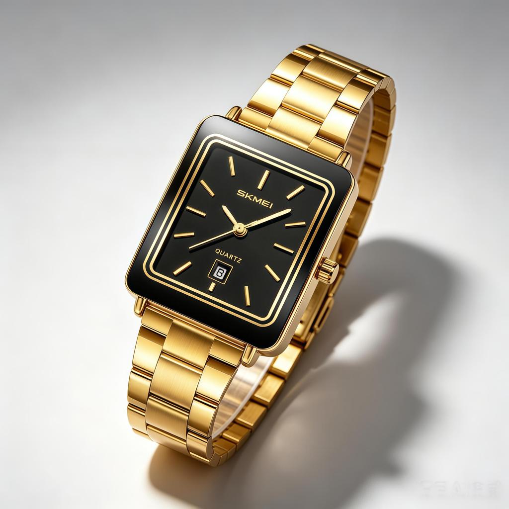 Orologio da Donna al Quarzo SKMEI Oro Quadrante Nero Acciaio Inossidabile Retrò 2566