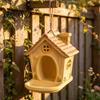 Garden Ornament for Bird Lovers House Shape Hanging Feeder Outdoor Decor, Weatherproof Resin Wild Rustic Feeding Station with Large Capacity