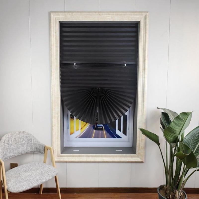 Simple Pleated Window Shades Self-Adhesive Non-Woven Semi-Shading Blinds Curtains Living Room Bedroom Bathroom Home Decorations