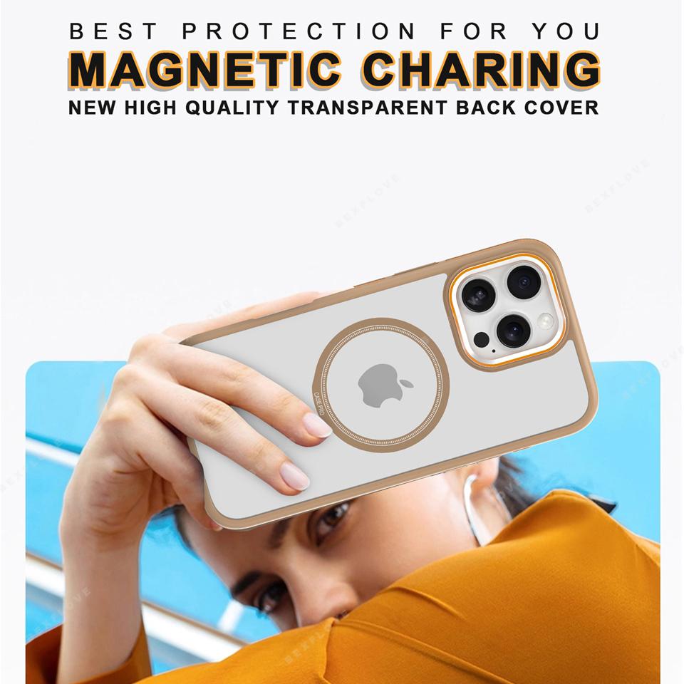 Wireless Charge New Magnetic Phone Case For iPhone 16E 15 14 16 Plus 11 12 13 16 Pro Max Magsafe Protector Hard Shockproof Cover