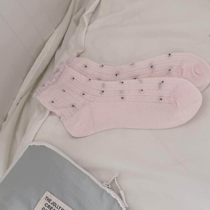 Summer Polka Dot Lace Short Socks, Sweet Socks, Women's Thin Breathable Boneless Socks