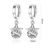 Zoomers earrings Swaying star white silver hoop earrings catchless zirconia platinum plated Popularity cute South Korea fashion accessories
