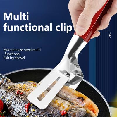 Stainless Steel Steak Clip Egg Flipper Kitchen Cooking Tongs Spatula Barbecue Meat Clamp Flipping Bread Steak Fish Clip Spatula