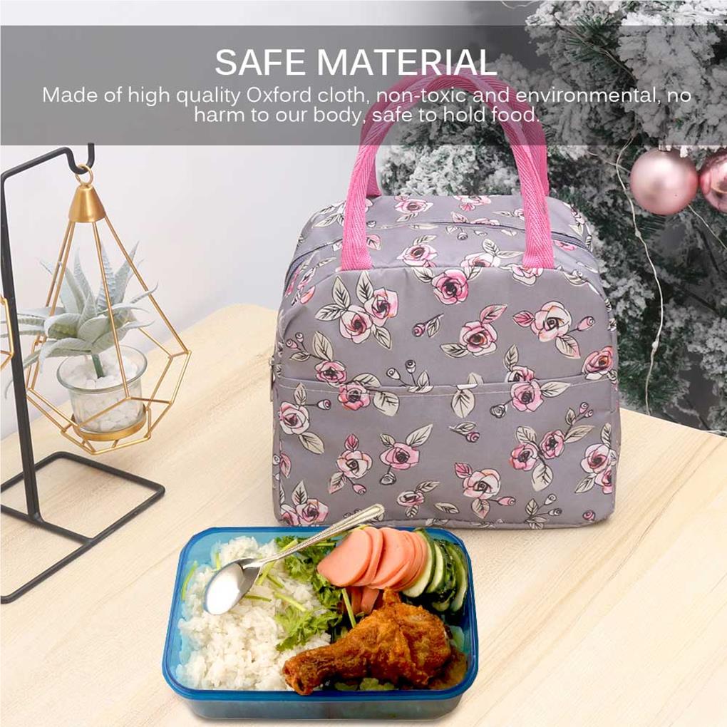 Lunch Bag Carry Holders Containers Rose Pattern Picnic Organizer Container Worker Student Food Storage Bags Carrying Pouches