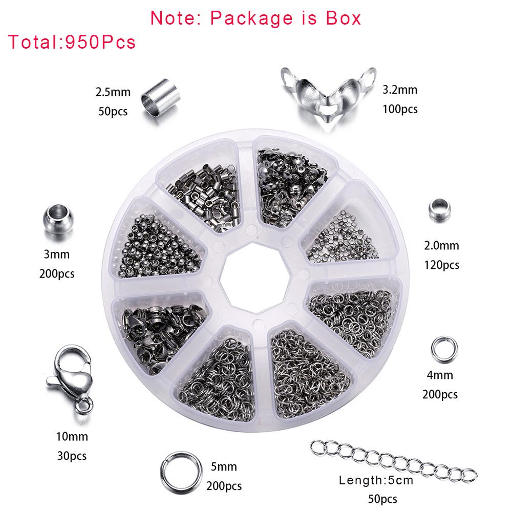 352-950Pcs Stainless Steel Jewelry Making Kits Lobster Clasp Jump Rings End Crimps Beads Clasp for DIY Jewelry Accessories