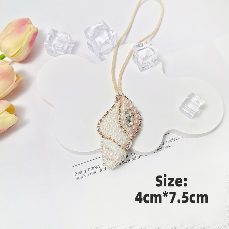 3D Ocean Theme Patches Handmade Rhinestone Beaded Patches with Hanging Rope Crystal Bag Lanyard Patch Beading Applique
