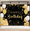 Schwarz Gold Rosa Blau Ballonband Thema Hintergrund, Geschenk zum Erwachsenwerden 18. Geburtstag Party Dekoration Fotografie Hintergrundtuch