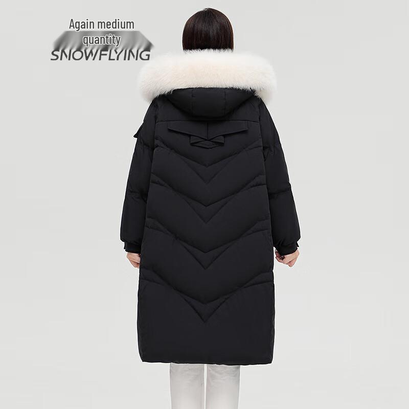 SNOWFLYING Women's Fox Fur Collar Mid-length Down Jacket
