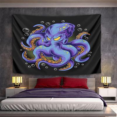 Colorful Angry Octopus with Bubbles Design Pattern Wall Hanging Tapestry Decorative Tapestry Home Decor for Bedroom and Living Room