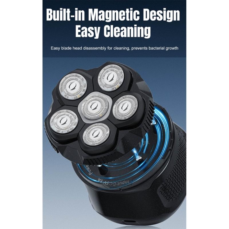 Efficient Men's Bald Head Electric Razors Digital Display Shaver Portable Beard Trimmer for Travel and Home Use