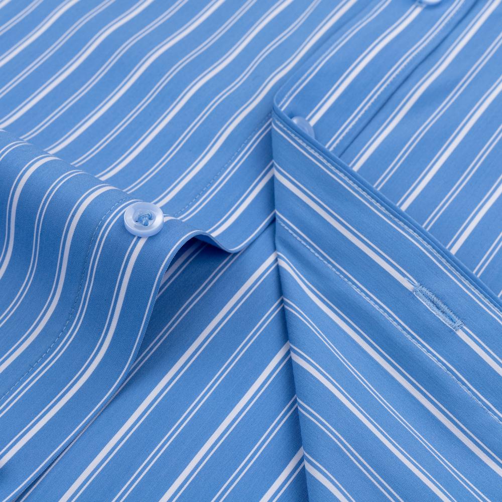 Camicia da Smoking da Uomo in Modal a Righe con Collo Windsor e Polsino alla Francese Include Gemelli, Abbigliamento Formale Professionale Elegante