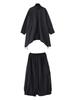 XITAO Pleated Loose Zipper Stand Collar Irregular Coat Skirt Two Pieces Sets GJ1246