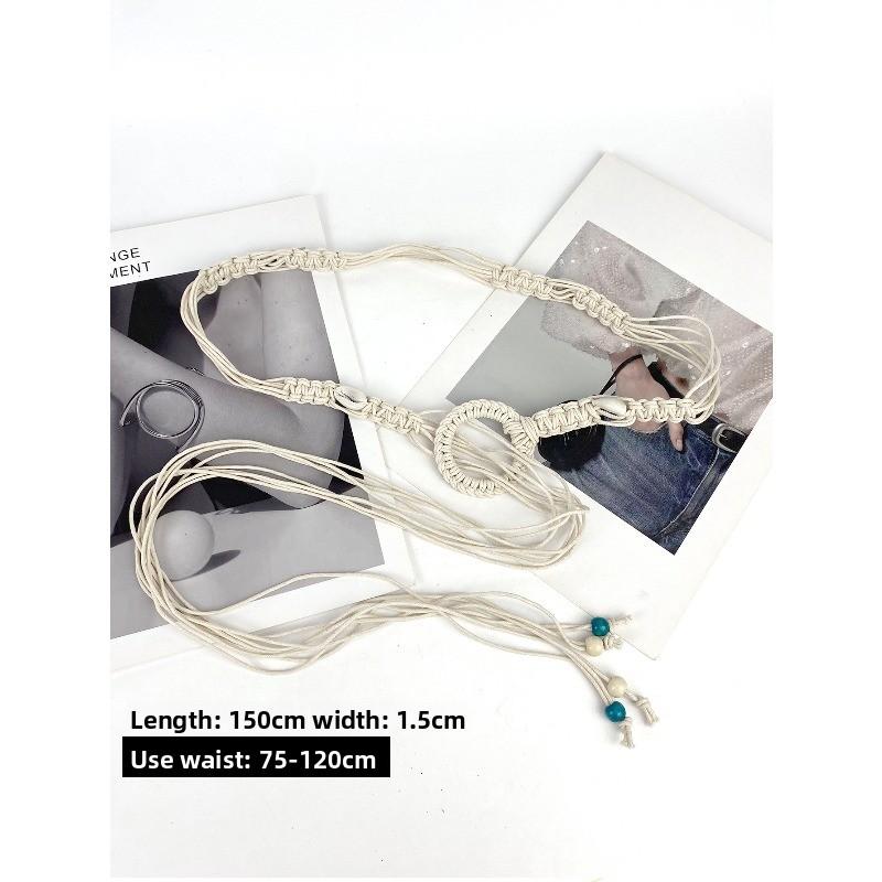 

Bestselling waist cord - bohemian braided hemp rope waist belt - slim waistband білий