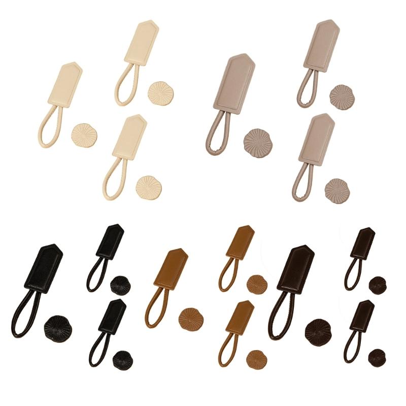 3pack PU Leather Horn Buckles Toggle Button Fasteners Handmade Sewing Buttons for Modern Clothing Enhancements