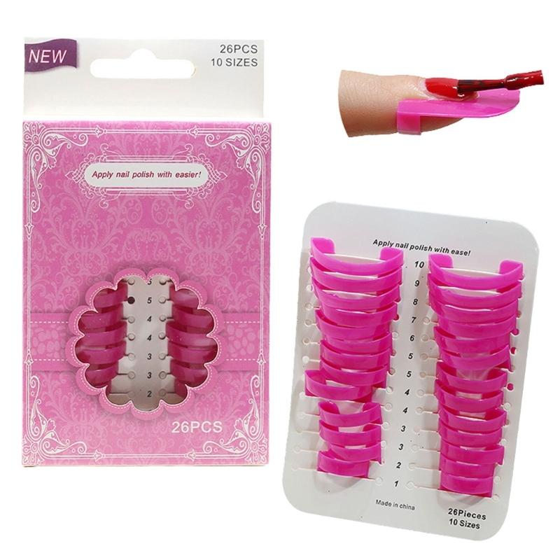 

26 шт. Захист для лаку для нігтів Протектор для лаку для нігтів 10 розмірів багаторазового використання C Shield Інструмент для захисту нігтів Манікюрний інструмент для пальців 1