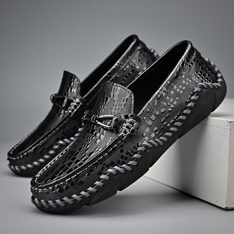 

Весенне-летние новые уличные повседневные кожаные мужские туфли большого размера, полностью ручной работы, кожаные туфли Doudou 48 чёрный