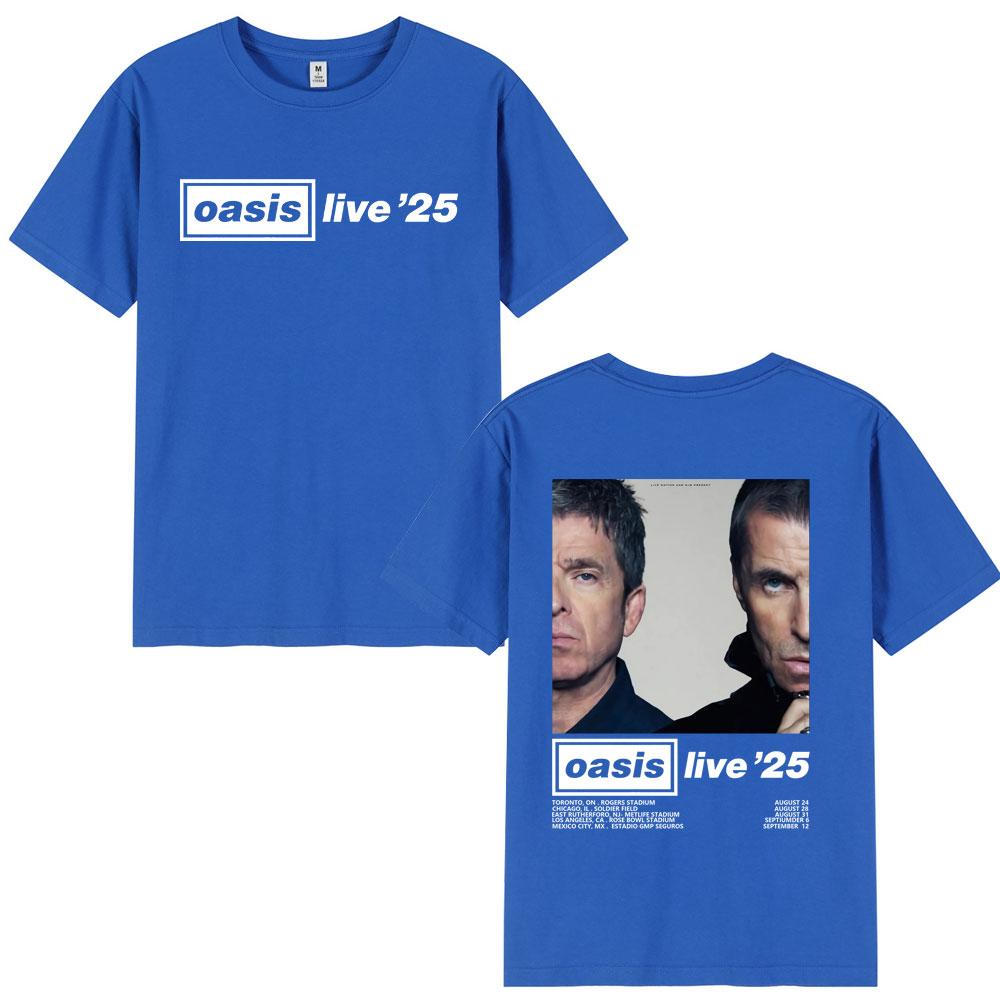 O-Oasis Live 25 Tour T-Shirts British Rock Band T-shirt Mens Clothing Cotton Casual Short Sleeve Tee Shirt Oversized Streetwear