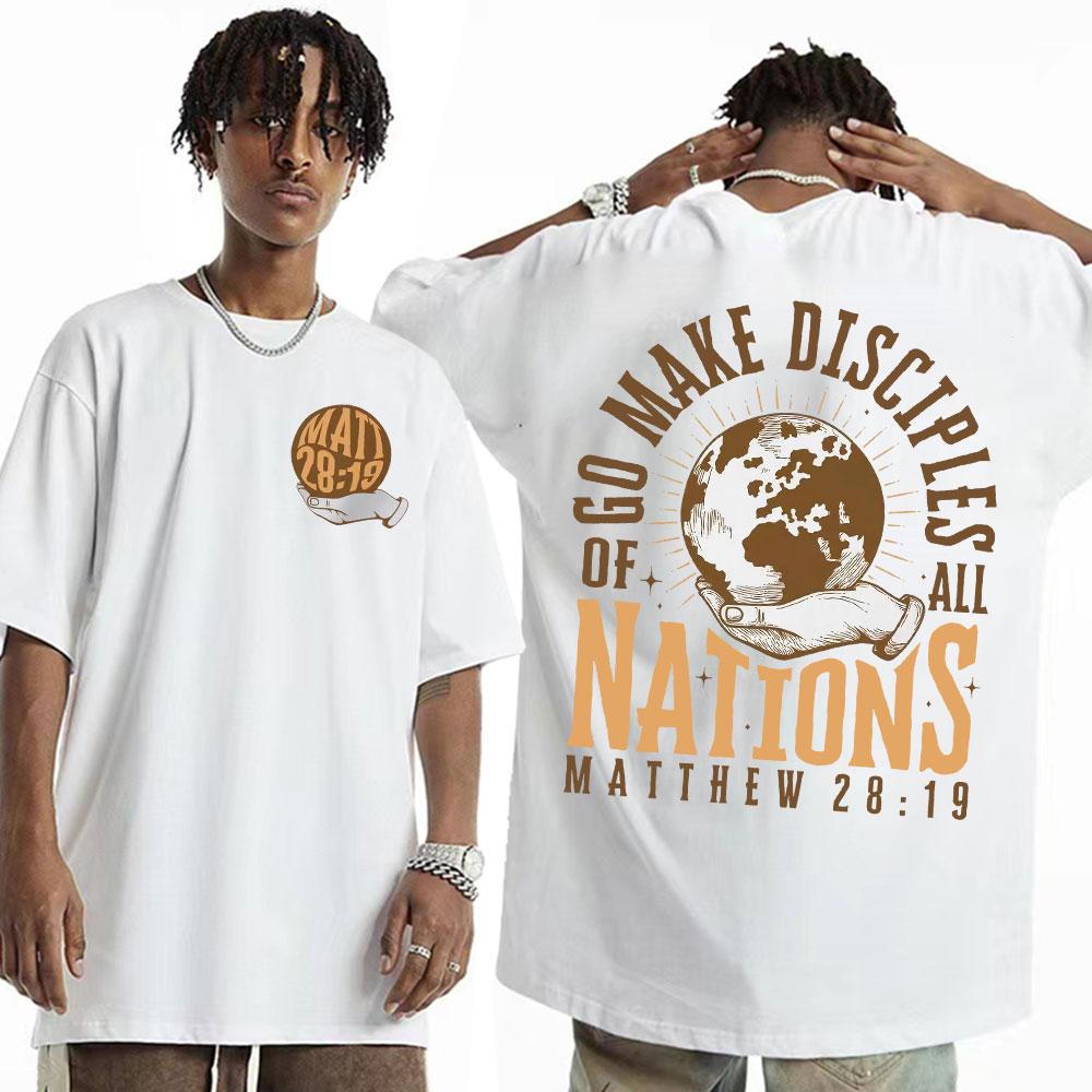 Large Cotton Men's Go Make Disciple Christian Street Wear T-shirt Retro Bible T-shirt Fashion Aesthetics Short Sleeve T-shirt