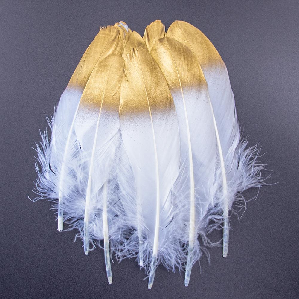 10PCS Gold Feathers Decoration 15-20CM Natural White Turkey Goose Duck Pheasant Feathers Plumes Handicraft Accessories