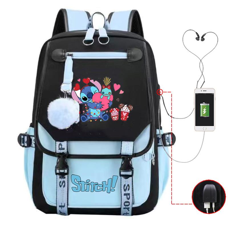 Cartoon Schoolbag Junior High School Student High School Student With Usb Multi-Function Student Schoolbag