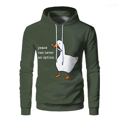 Peace Was Never An Option Goose Men Hoodies Fashion Casual Animal Graphic Green Sweatshirts Boys & Girls Funny Pullover Hoodie