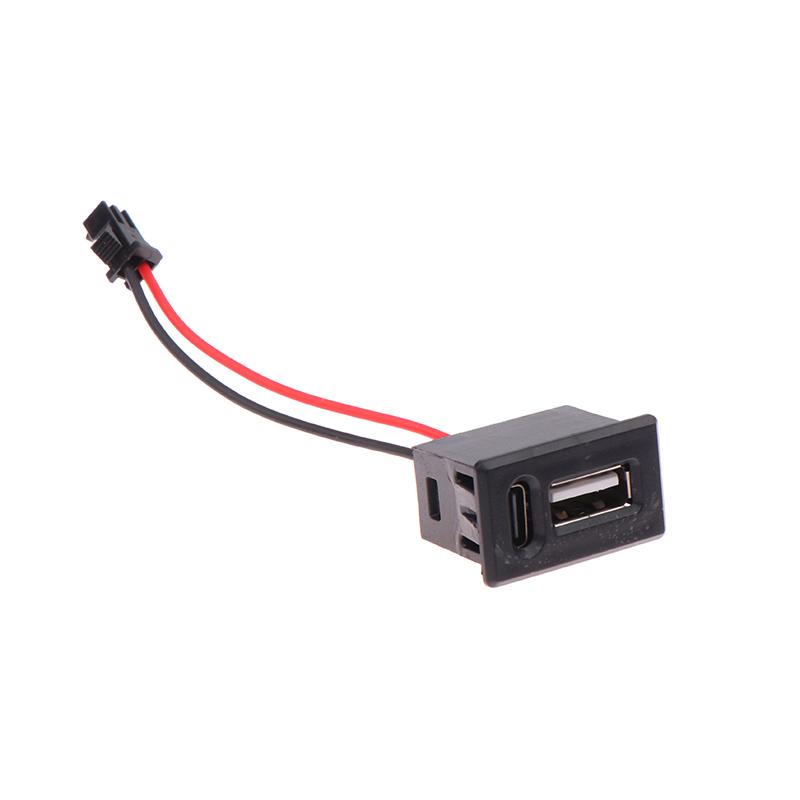 1Pcs Double Layer White/Black USB Female Base Type-c Socket USB Lamp Charging Socket Power Socket 2P With Cable Connector