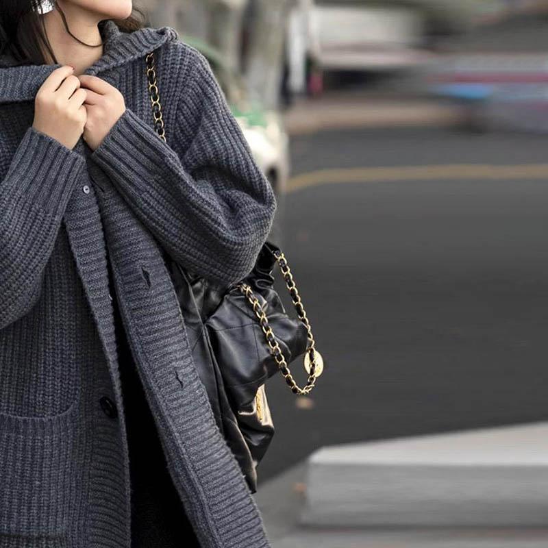 Sweaters Coat Cardigan for Women Autumn Winter Large Size Vintage Loose Long Sleeve Knit Cardigan Hooded Jacket