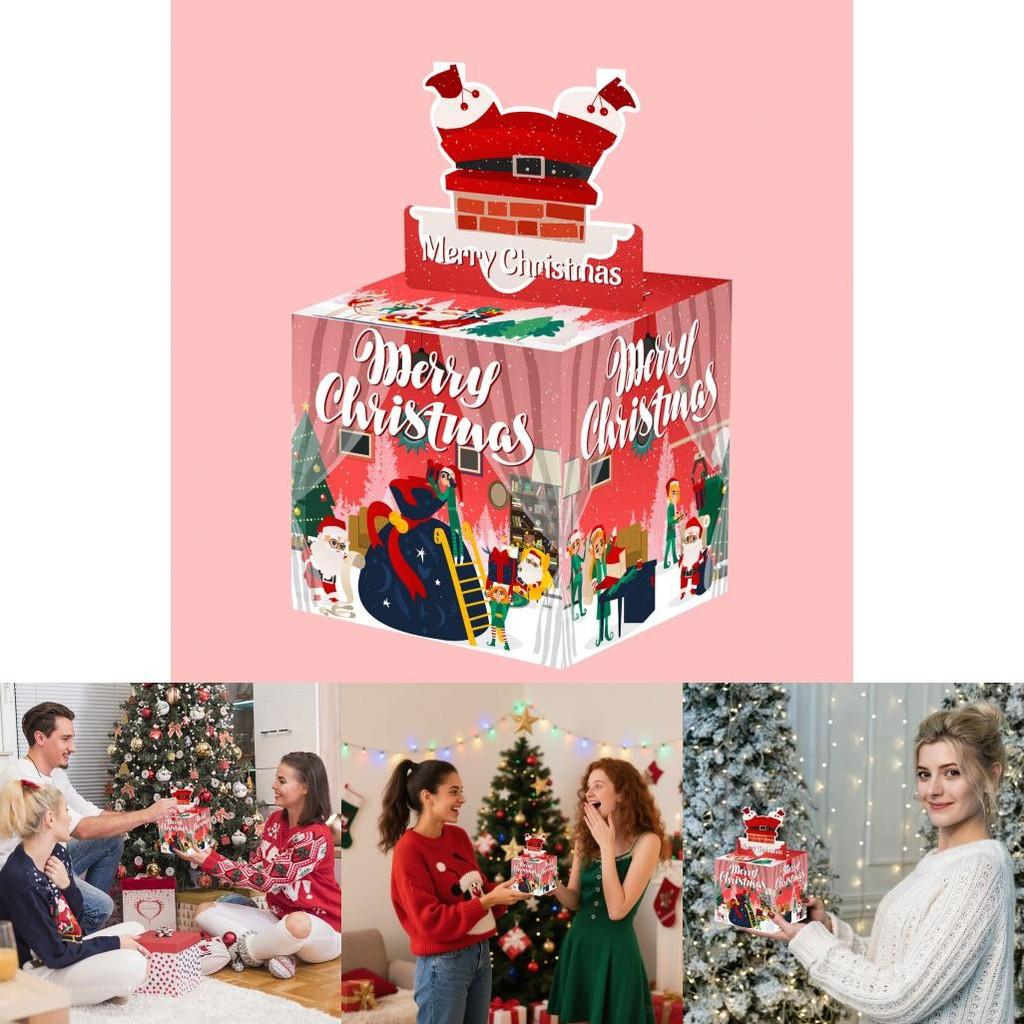 Christmas Party Decorations Gift Box With Red Gradient Finish For Holiday Celebrations