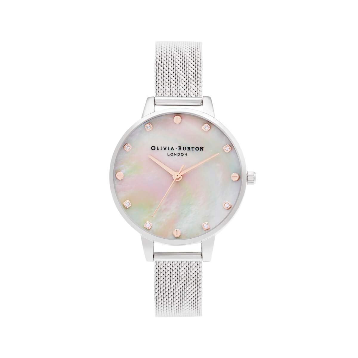 

Авторизованный дистрибьютор Olivia Burton Watch OB16SE07 Classics Demi Mother of Pearl Rose Gold Silver Mesh [OLIVIA BURTON] Женские и серебряный
