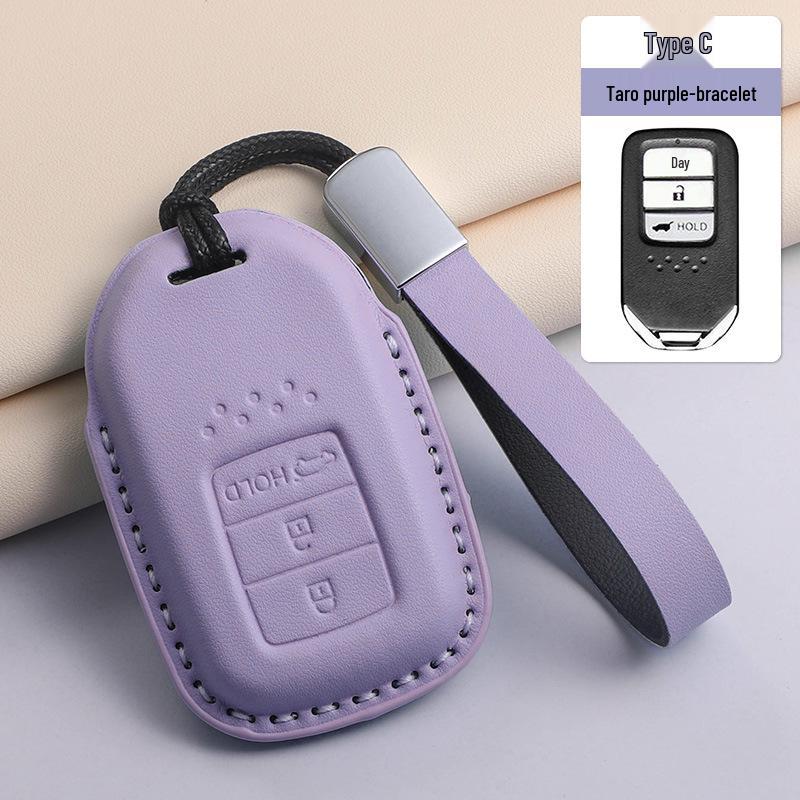 Fits 24 Honda Models: Key Case for CRV, Binhzhi, XRV, XR-V, HR-V, Haoying, Civic, UR-V, Accord, and Lingpai - Textured Purple