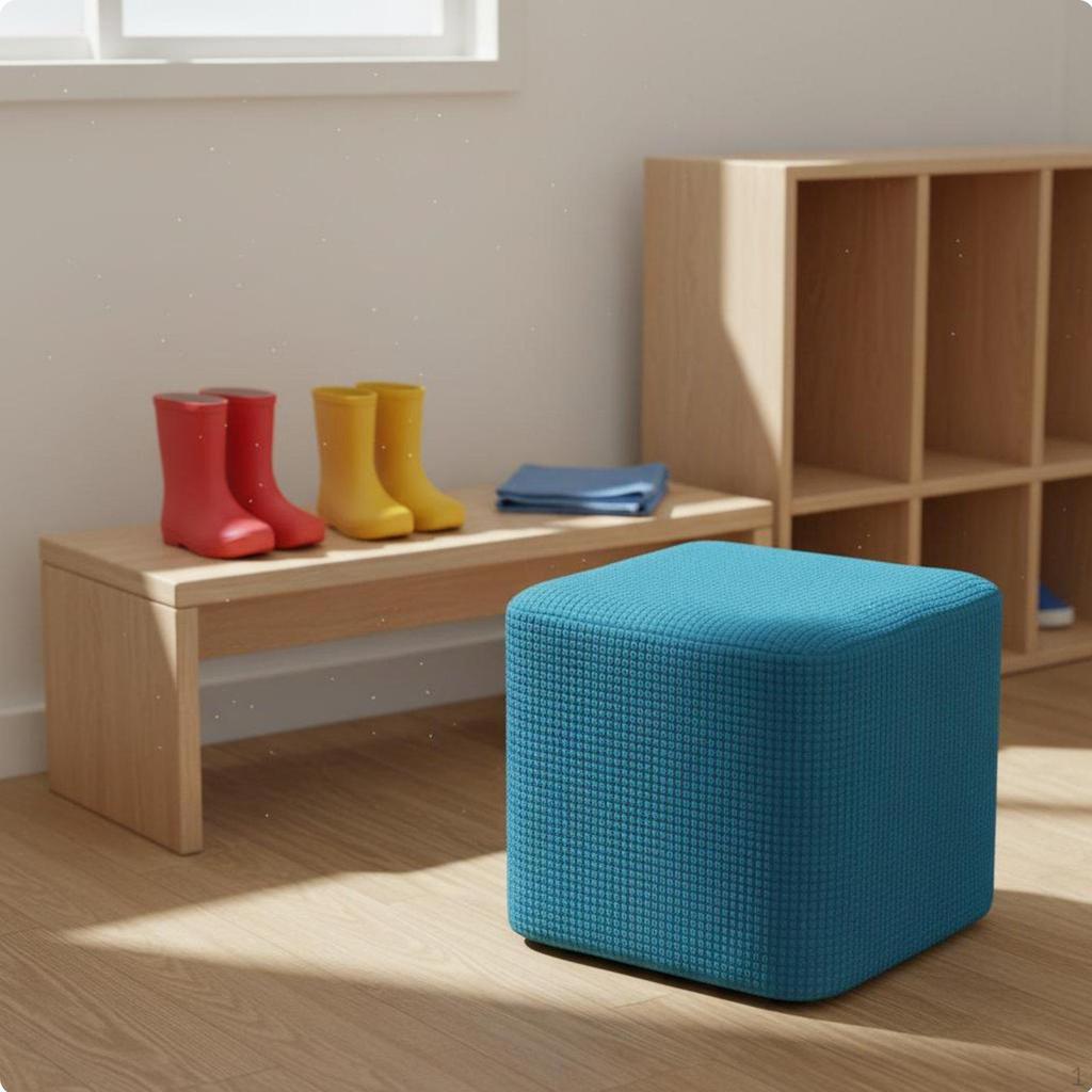 Stretch Ottoman Slipcover DustResistant Square Footstool Cover Soft Material Stool
