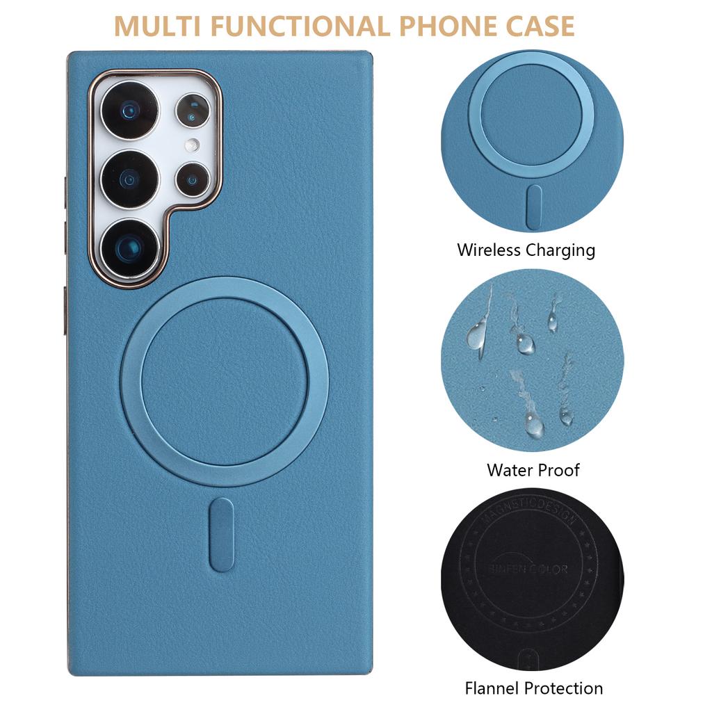 Für Samsung Galaxy S24 Ultra Hülle BINFEN COLOR BF40 Magnetische Hülle Galvanisierte PU + TPU Handy-Rückseite