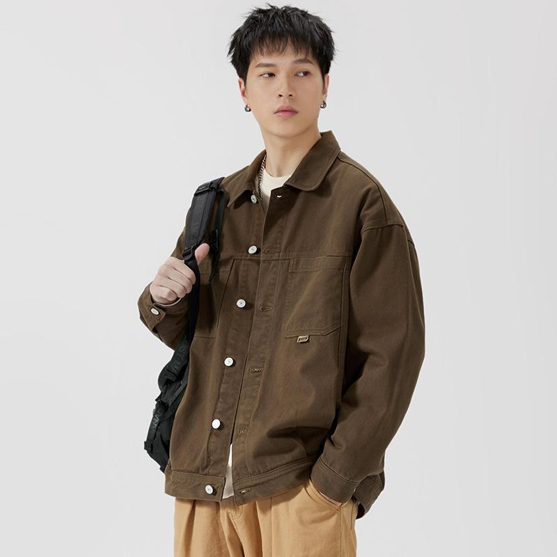 Black Denim Jacket Men'S Loose Large Size Trendy Brand Retro Men'S Tooling Jacket Top Trend