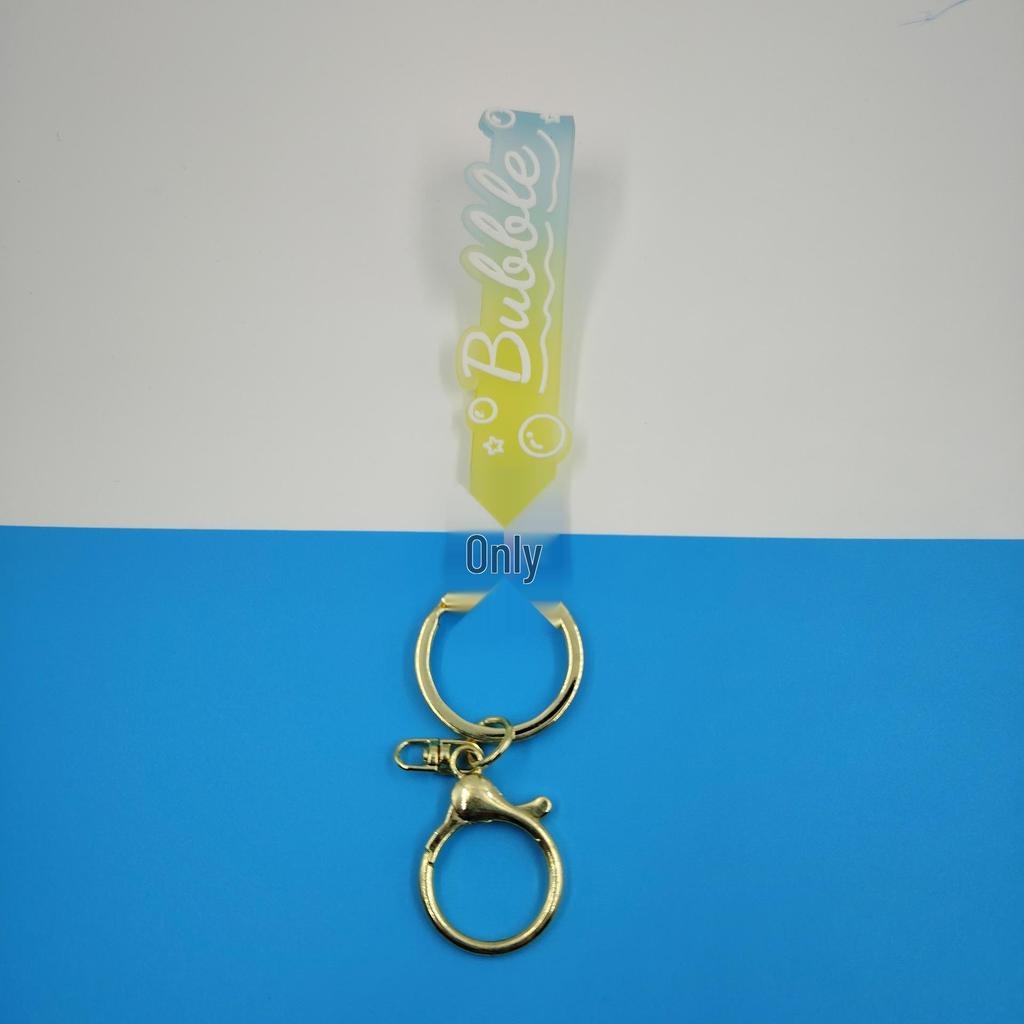 PVC Keychain with Leather Cord and Candy Soft Rubber Doll, Transparent Lanyard, and Jelly Gradient Color Hand Rope