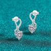 Sterling Heart Knot Drop Earrings Women With 2ct Moissanite 6.5mm Zircon Fresh Sweet Style Jewelry
